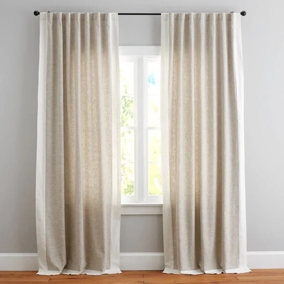 Pottery Barn Accents Pottery Barn Emery Border Linen Curtain Set Of